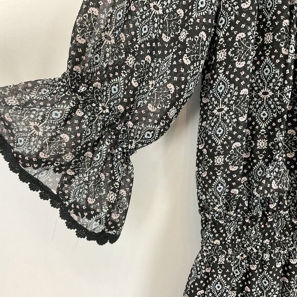 Misa Los Angeles Cerise Tiered Ruffle Mini Dress, Black Multi Sz XS - Picture 9 of 13